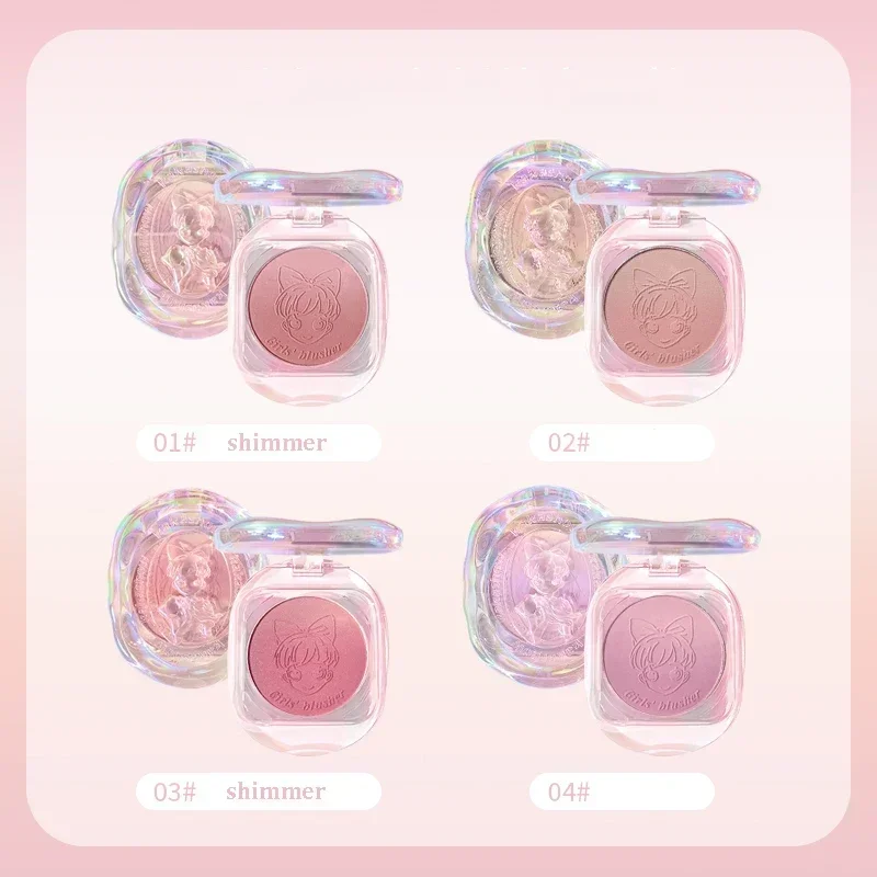 Peach Blush Girls' Gradual Powder Blusher Palette Crystal Shell Cosmetics Face Cheek Contour Blush Cream Makeup Rouge