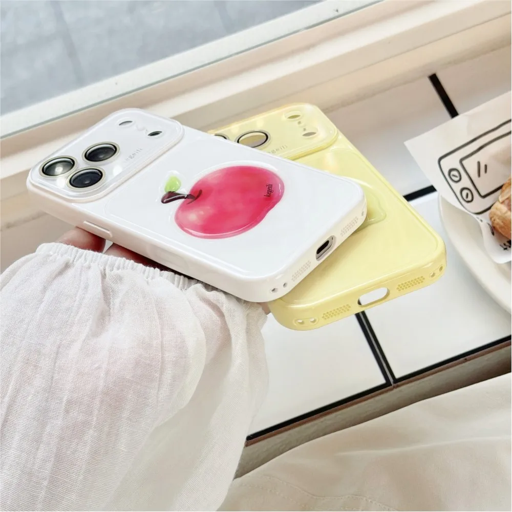 3D Fruit Pattern Large Window Phone Case for iPhone 17 16 15 14 13 12 Pro Max Plus Lens Proetction Cute Fundas Shockproof Cover view 6