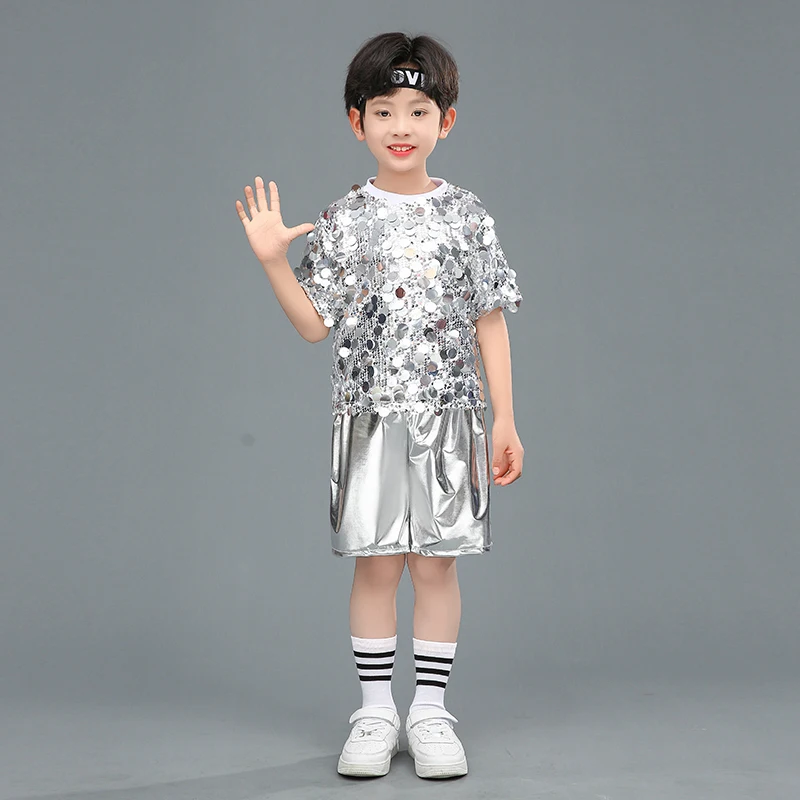 Jazz-Tanz-Performance-Outfits für Kinder – Pailletten-Laufsteg-Street-Dance-Kostüme für Jungen und Mädchen, Tanzkostüm, Kpop-Outfit