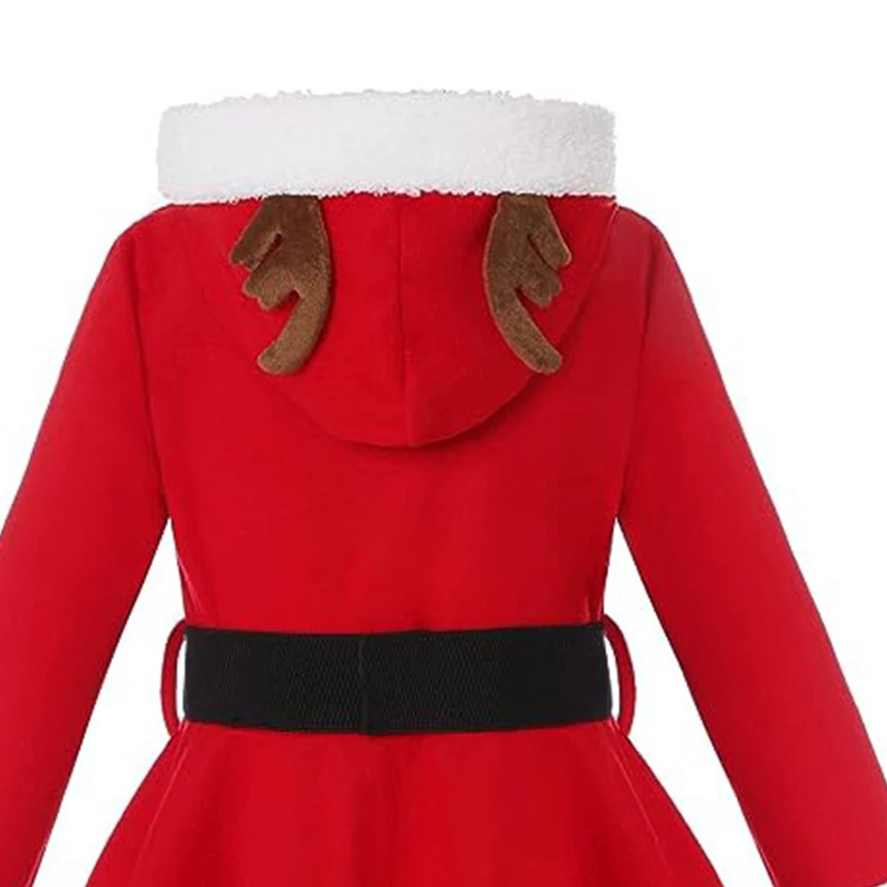عيد الميلاد سانتا كلوز زي الفتيات عيد الميلاد تأثيري فستان المراهقين الفتيات الاطفال مقنعين فستان عيد الميلاد ملابس الحفلات 100-170 سنتيمتر