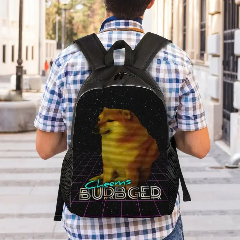 Cheemsburbger-mochila para ordenador portátil para hombre y mujer, bolsa de libros informal para escuela, estudiante universitario, Cheems, bolsas Meme