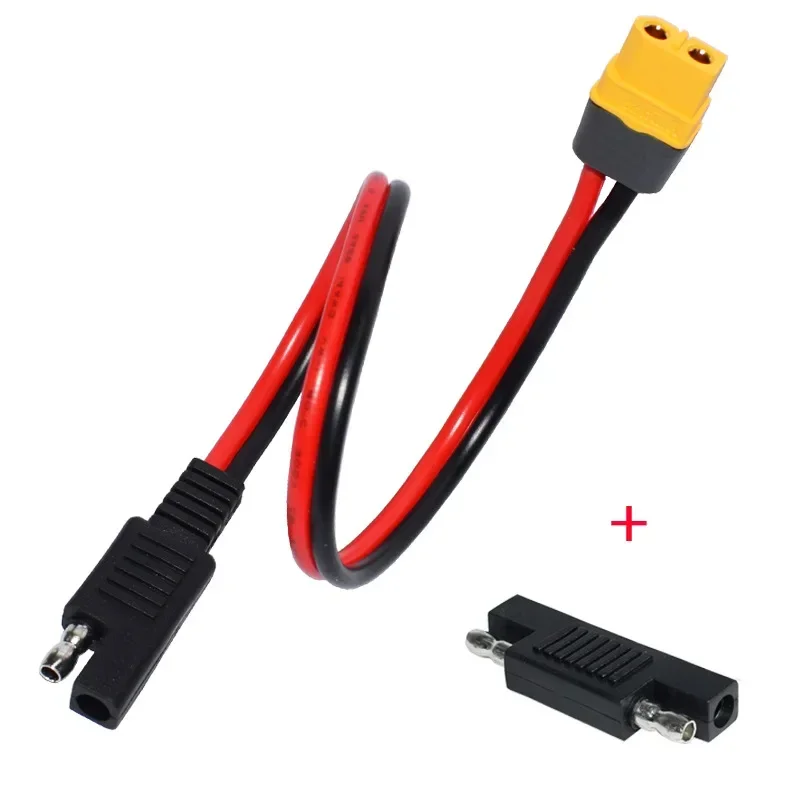 30cm SAE to XT60 Connector Adapter 14AWG Cable with SAE Reverse Adapter for Portable Power Station & Solar Generator