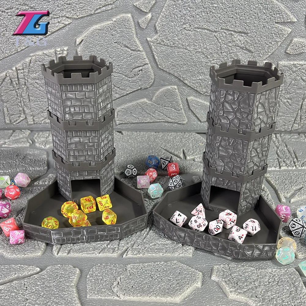 Castle Dice Tower for Desktop Board Game, Dice Rolling Tower Kit, Collapsible Portable, Easy Roller, RPG, D&D