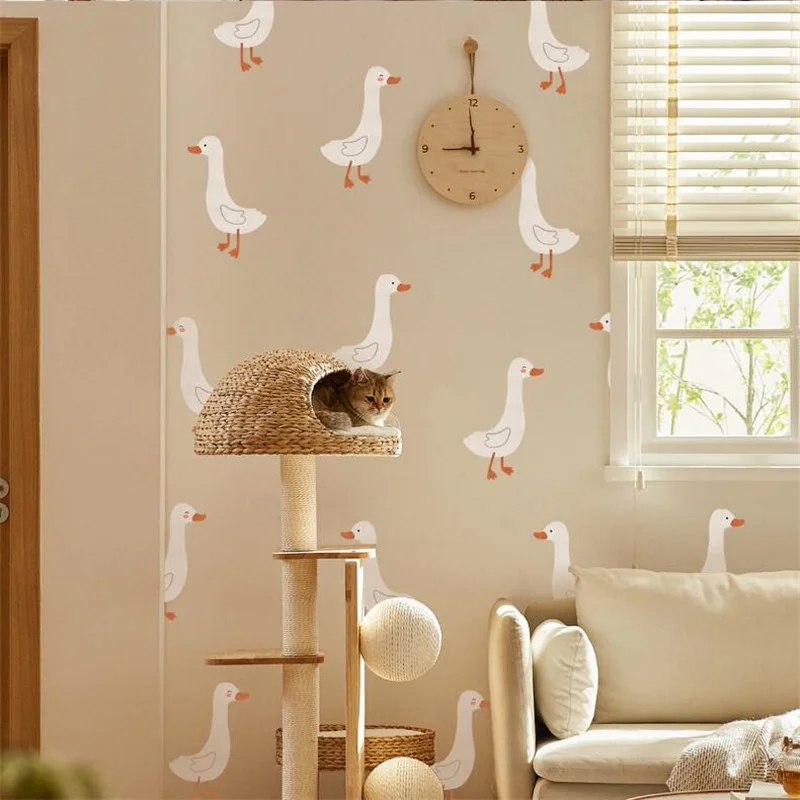 6Pcs Cartoon Cute Little Duck Wall Stickers For Living Room Bedroom Background Wall Home Decoration Wall Stickers Wallpapers