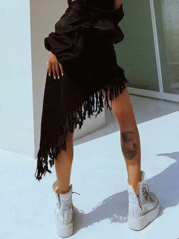 

Spring New Women's Skirt High Waist Asymmetric Cleanfit Sle mid Waist PVC Fabric H-ape Ciwalk Suitable Batwing pe