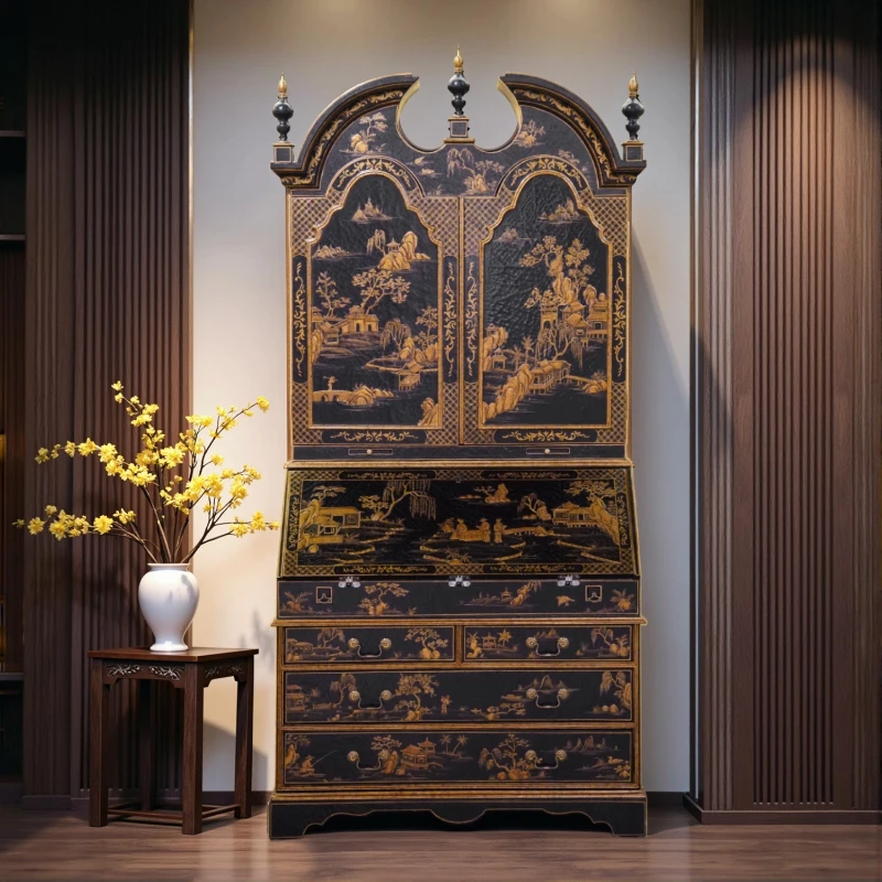 French style Chinese style cloth crack bottom dresser hand-painted landscape map decorative locker