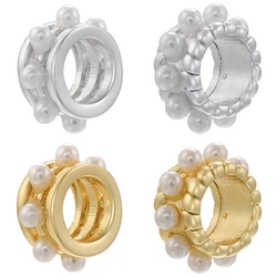 ZHUKOU 10mm Pearls beads for jewelry making DIY handmade bracelets spacer beads Brass gold plated jewelry materials VZ405