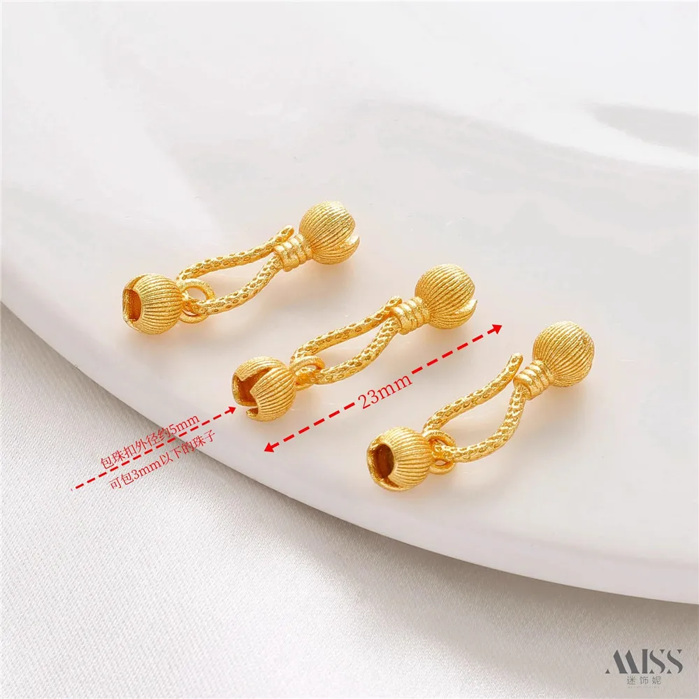 Sand Gold Color Bag Bead End Hook Buckle Flower Bud Connection Buckle Diy Handmade Bracelet Necklace Jewelry Accessories