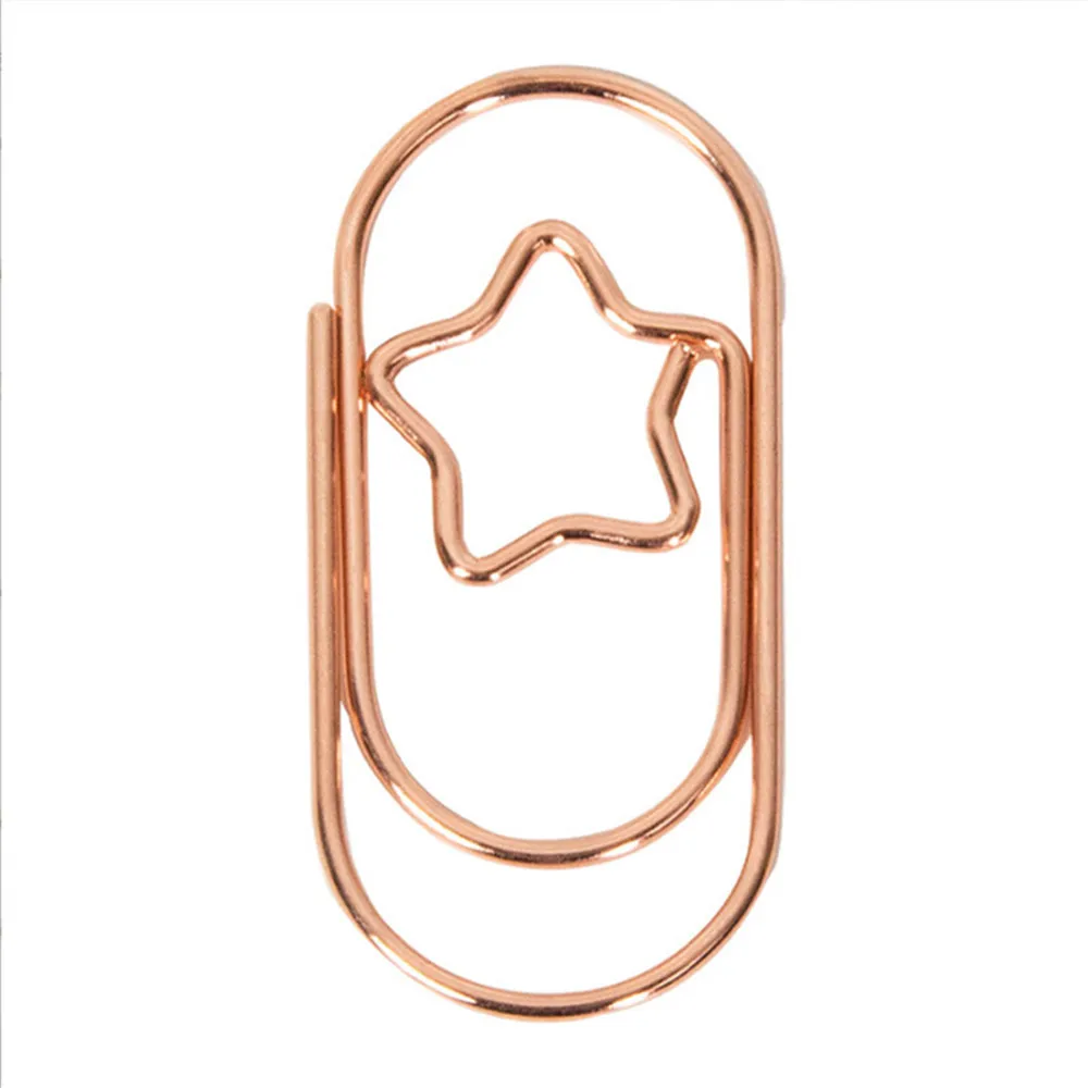 20Pcs/Bag Cute 12*18*38mm Heart Gold Rose Color Clip Bookmark Metal Office Accessories Paper Clips Patchwork Clip Stationery