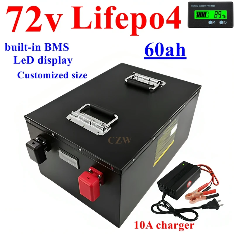 

Чит литиевый аккумулятор 72 В 60 Ач lifepo4 BMS 24S для 8000 Вт 3500 Вт велосипед скутер мотоцикл + зарядное устройство 10А