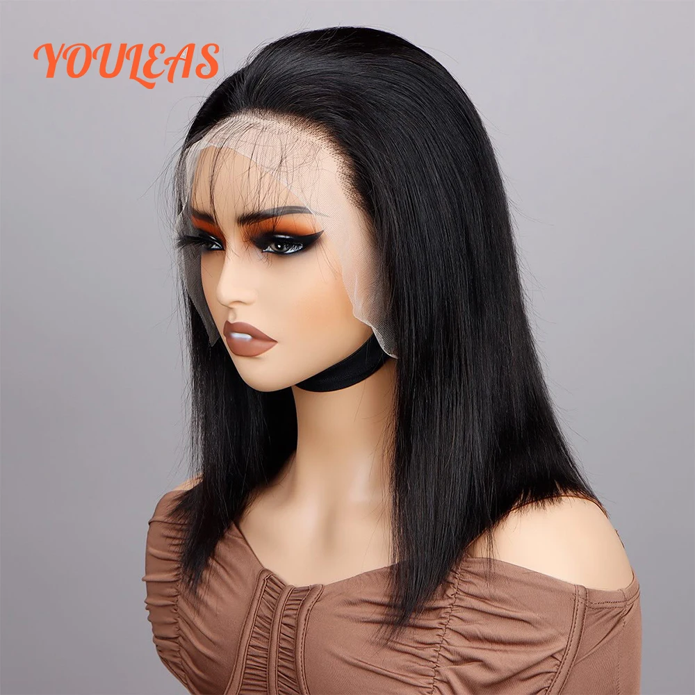 

Double Drawn Straight Bob Wig 300% Density Wig 13x6 Transparent Lace Front Preplucked Glueless Wig Human Hair Ready To Wear