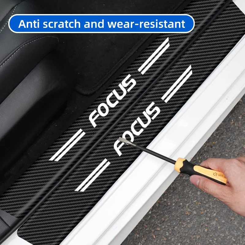 Carbon Fiber Car Door Sill Sticker Auto Door Threshold Protect Strip For Ford Focus 2 MK2 MK3 MK1 MK4 RS ST 2005-2011 Accessory