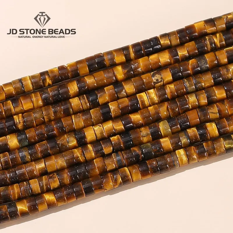 

4*2mm Natural Yellow Tiger Eye Stone Rondelle Shape Beads Round Loose Spacer Flat Bead For Jewelry Making Diy Bracelet Accessory