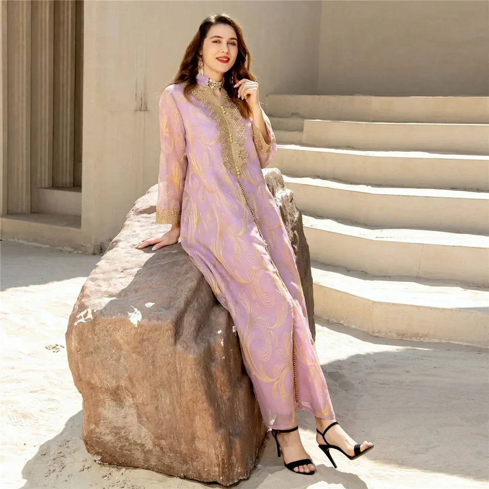 Robes de soirée Eid pour femmes broderie Marocain caftan Ramadan Djellaba robe musulmane dubaï turc Abaya islamique Jalabiya Abayas