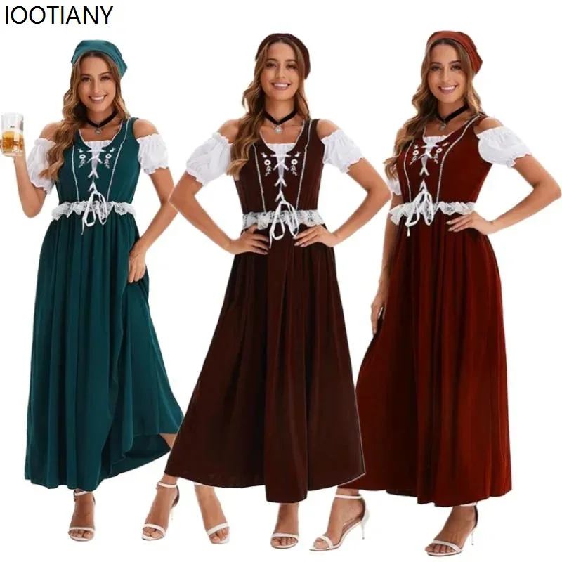 КосплейНемецкий Октоберфест Платье Карнавальная вечеринка Традиционное платье Хэллоуин Косплей Баварская униформа горничной Элегантное женское платье Ap