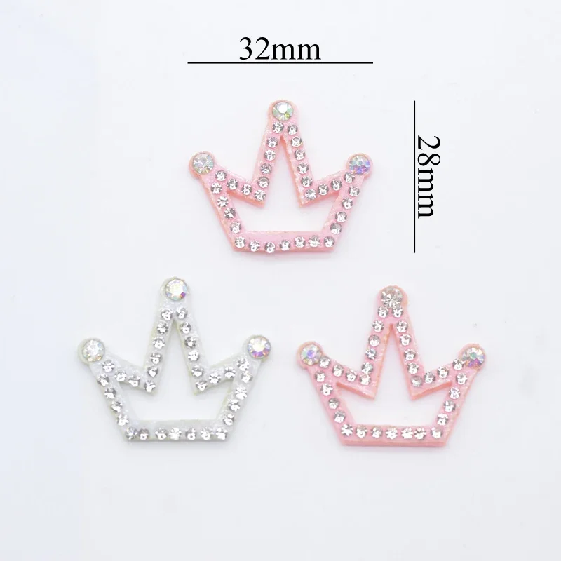 20Pcs 3.2*2.8cm Crown Rhinestone Appliques for DIY Cloth Crafts Sewing Patches Headwear Hair Clips Bow Decor Accessories