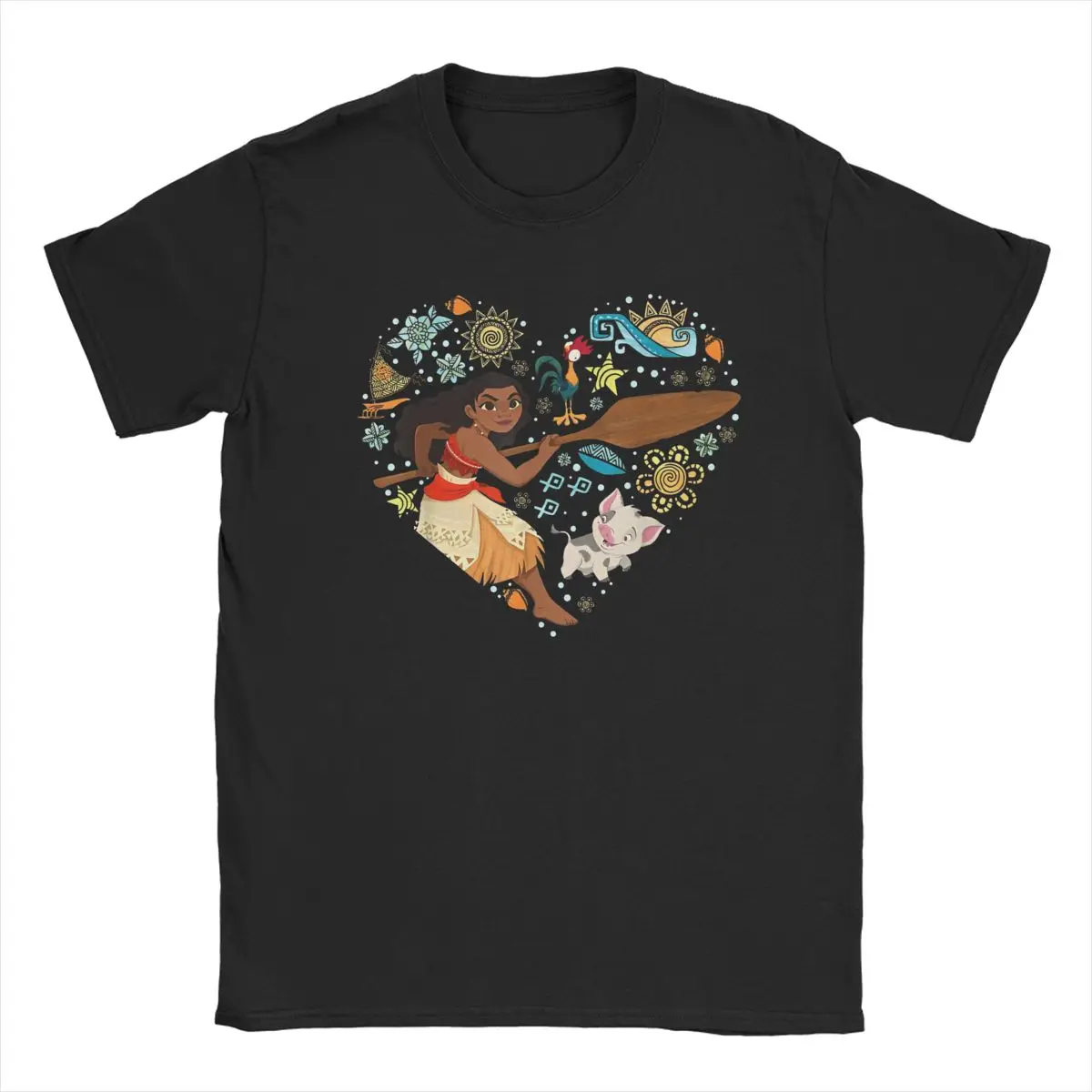 Camisetas divertidas de algodón para hombres y mujeres, ropa de manga corta con estampado de princesa Moana, Hei, Pua, Collage, Corazón