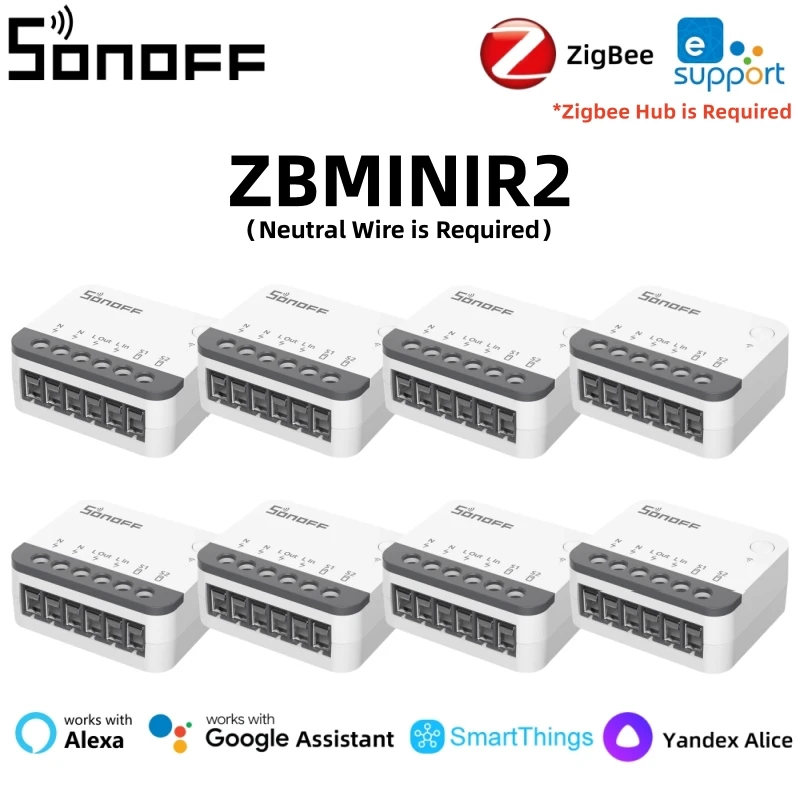 

1-10pcs SONOFF ZBMINIR2 Extreme Zigbee3.0 Smart Switch Detach Relay Two Way Control Smart Home Timer Work With Alexa Google