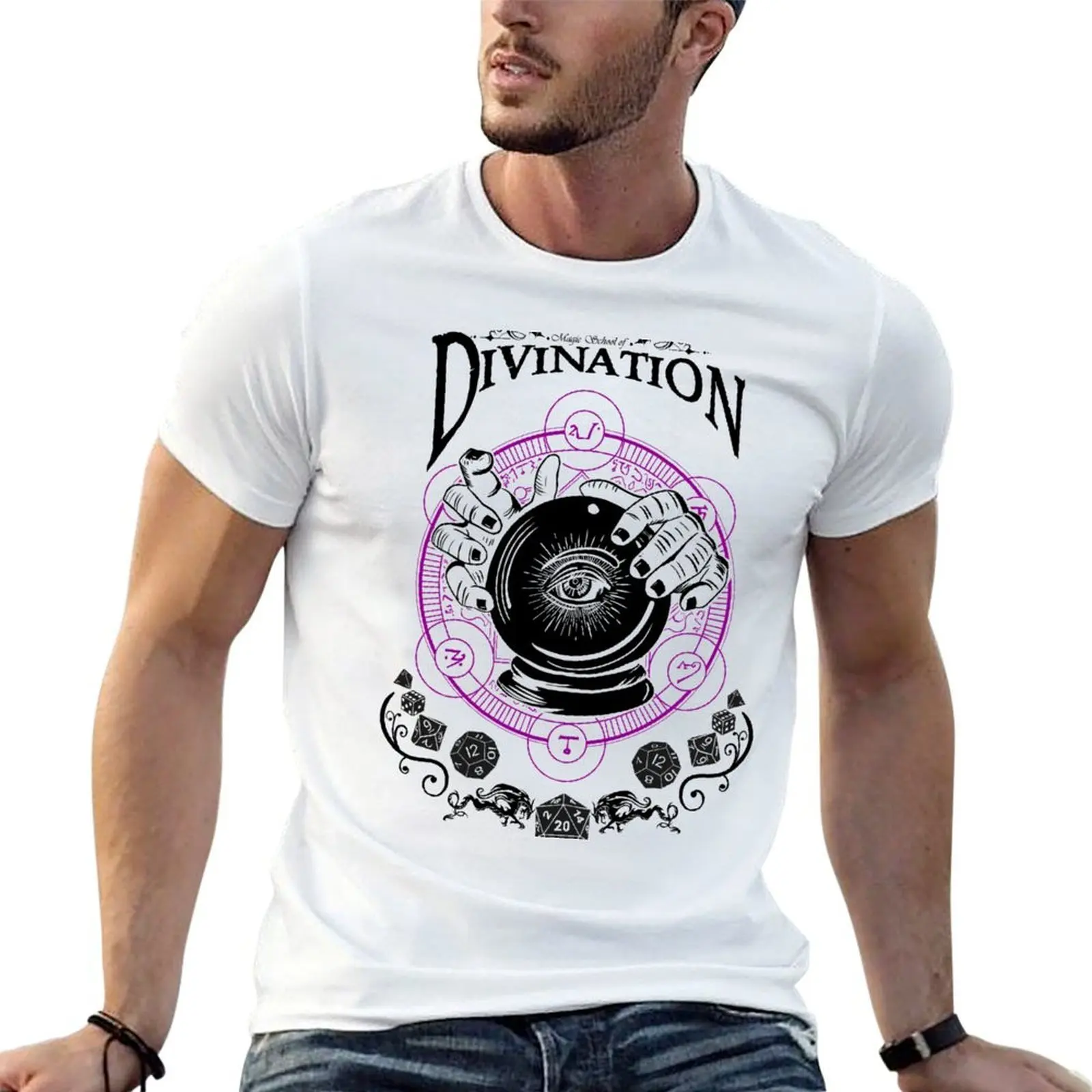 

Divination - RPG Magic School Series : Black T-Shirt t shirts cotton 100% man tshirt T-Shirt
