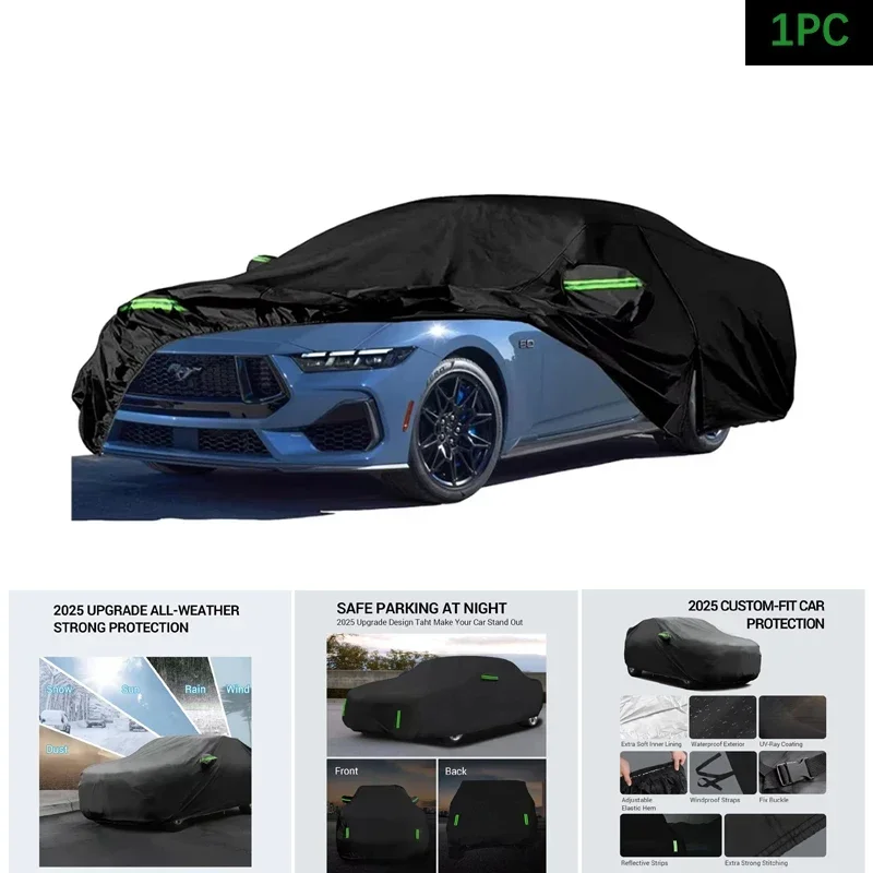 

Waterproof Car Cover Driver's Zipper Door for Rain Snow Dust Hail Protection For 1994-2023 Ford Mustang GT/Shelby/Cobra/Bullitt