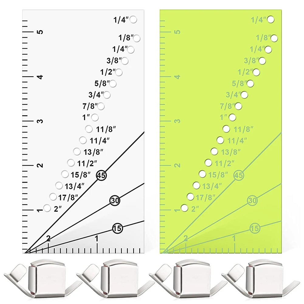 2Pcs Magnetic Seam Guide with Seam Allowance Ruler Sew Guide Gauge for 1/8 to 2 Inch Straight Line Hems Sewing Quilting Tools