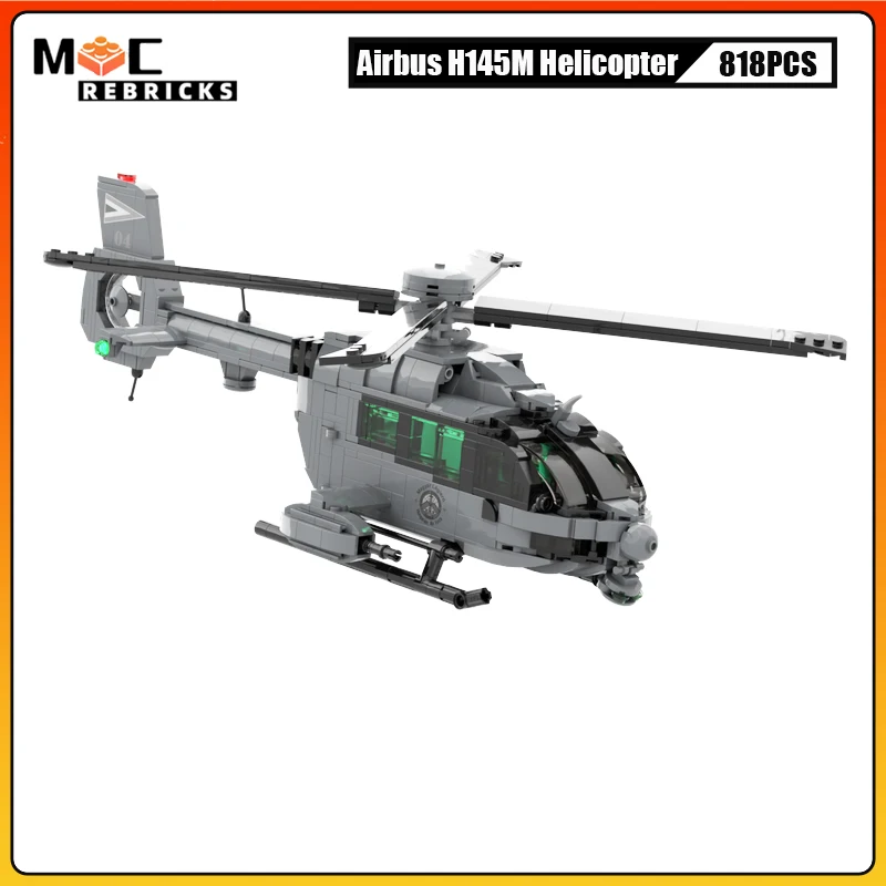 Military Series Eurocopter H145M Airbus Battlefield Support Helicopters MOC Building Block Aircraft Model Bricks Toys Kid Gifts