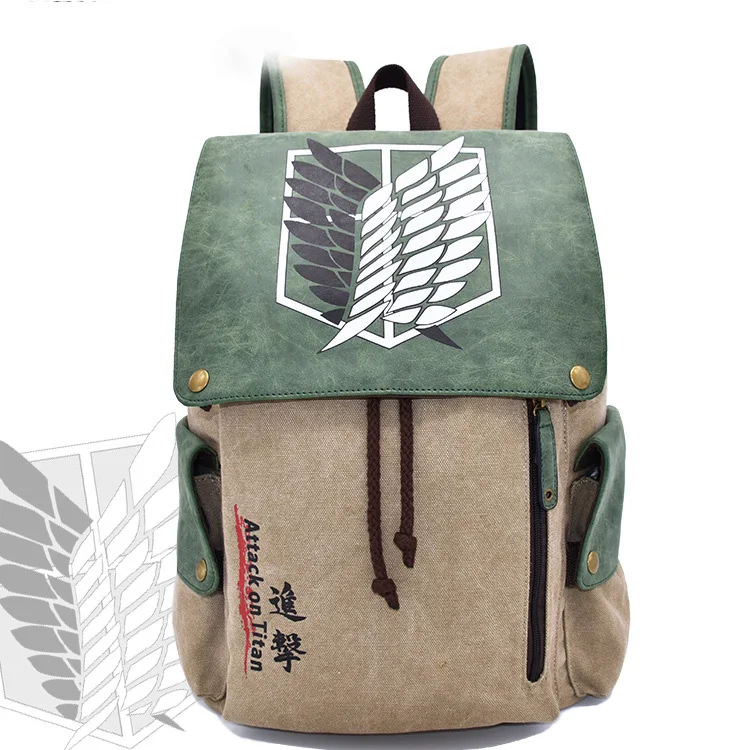 Mochila de Anime Attack on Titan para niño, regalos, bolso escolar de lona de dibujos animados, mochila para hombre y mujer, Mochilas de viaje para ordenador portátil Plecak para exteriores
