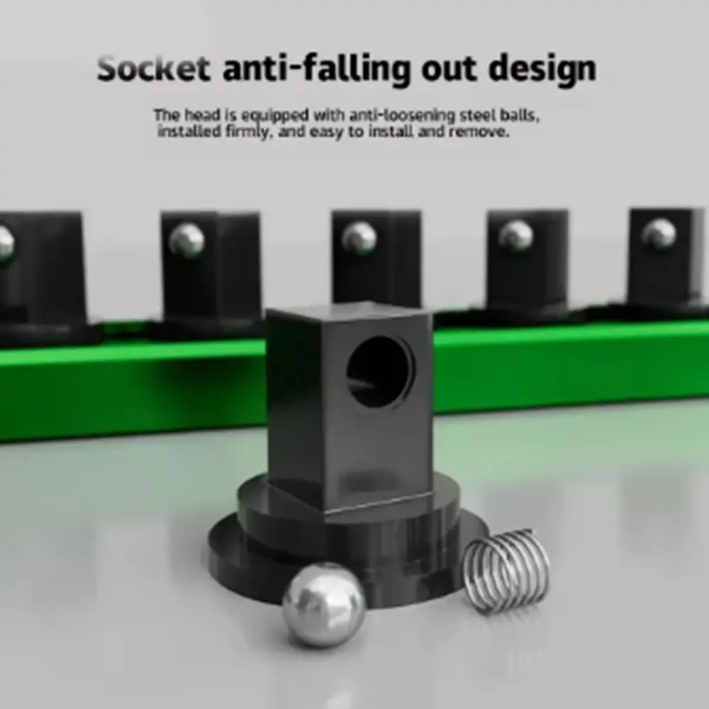 Magnetic Sleeve Storage Rack 1/4 3/8 1/2 Inch Green Hanging Storage Strip 360° Rotating Plug Plate Heavy Duty Socket Rack