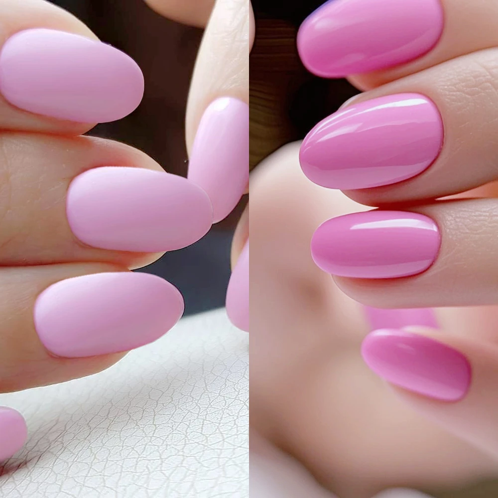 48Pcs Bright Pink Short False Nails Artificial Press On Fake Nails For Lady DIY Full Cover Finger Tip Manicure Tool