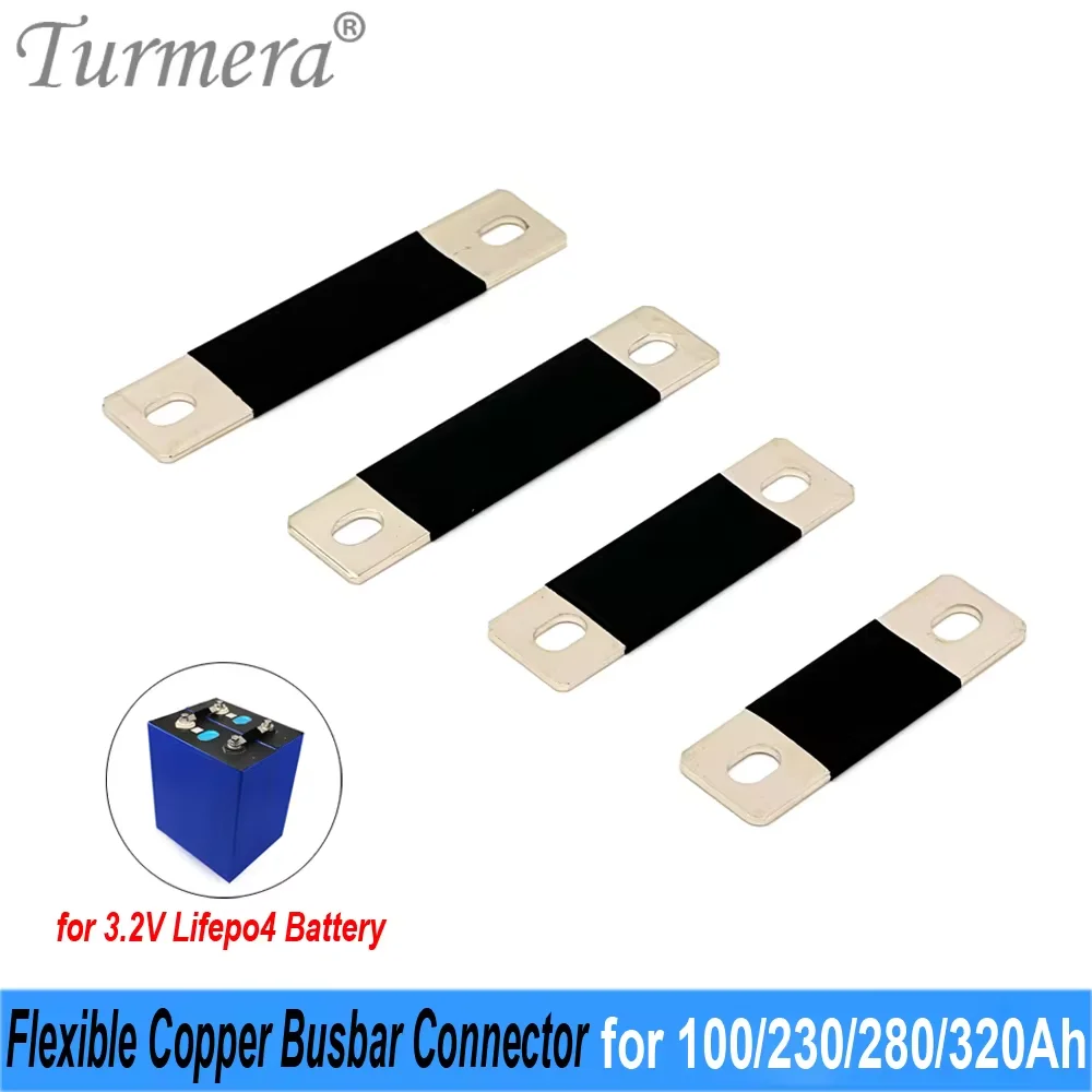 Turmera 12V Busbar Lifepo4 Battery Copper Connecter 50mm 56mm 72mm 80mm 2mm 300A Use in 100Ah 230Ah 280Ah 320Ah Lifepo4 Battery