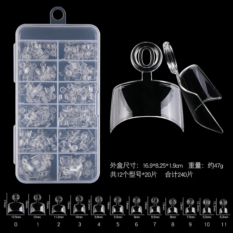 لوحة أظافر لوزية شبه منحرفة قصيرة جدًا مكونة من 240 قطعة، لوحة أظافر مزدوجة الأغراض مغطاة بالكامل وشبه شبه، رفيعة جدًا ولا تترك أثرًا