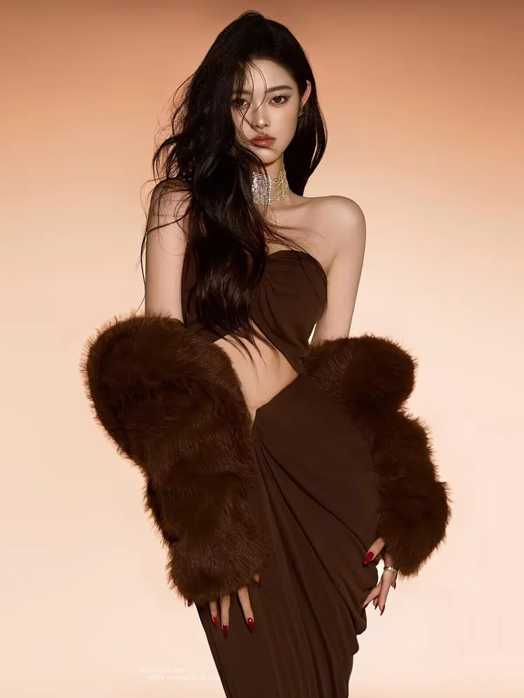 

Autumn Winter New Style Studio Art Photo Girl Spicy Fashion Portrait Personal Artistic Photography Clothes Lazy Atmosphere Be...