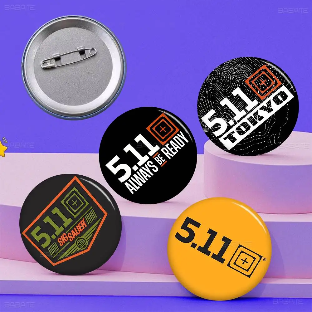 Tactical Logo 5 Round Button Pins Slogan Creative Brooches Backpack Clothes Decoration Fashion Cartoon Jewelry Gifts