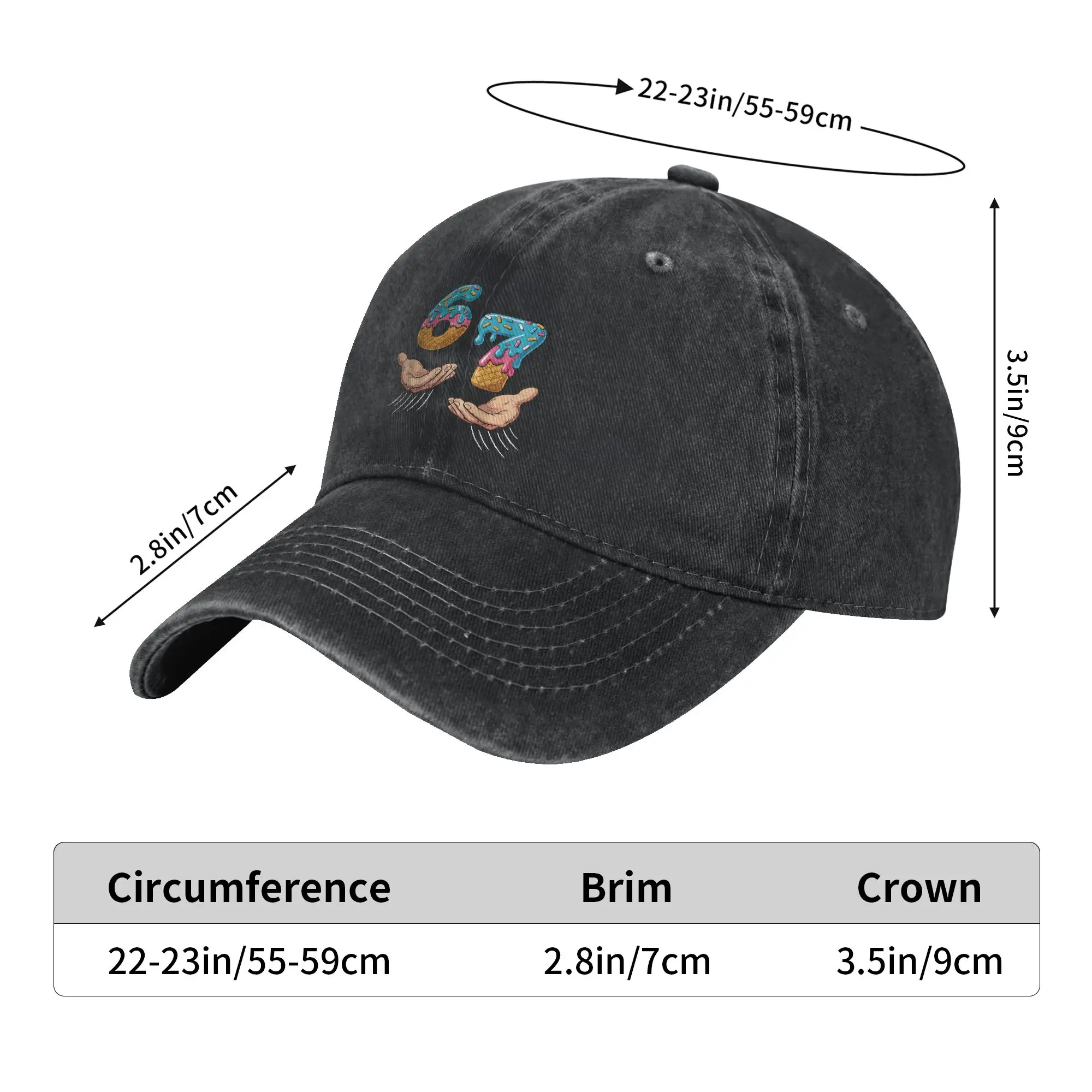Six Seven 6 7 Ice Cream Hands Meme Casual Baseball Cap For Unisex Men Summer Kpop Rock Trucker Hat Trendy Sunscreen Snapback Cap