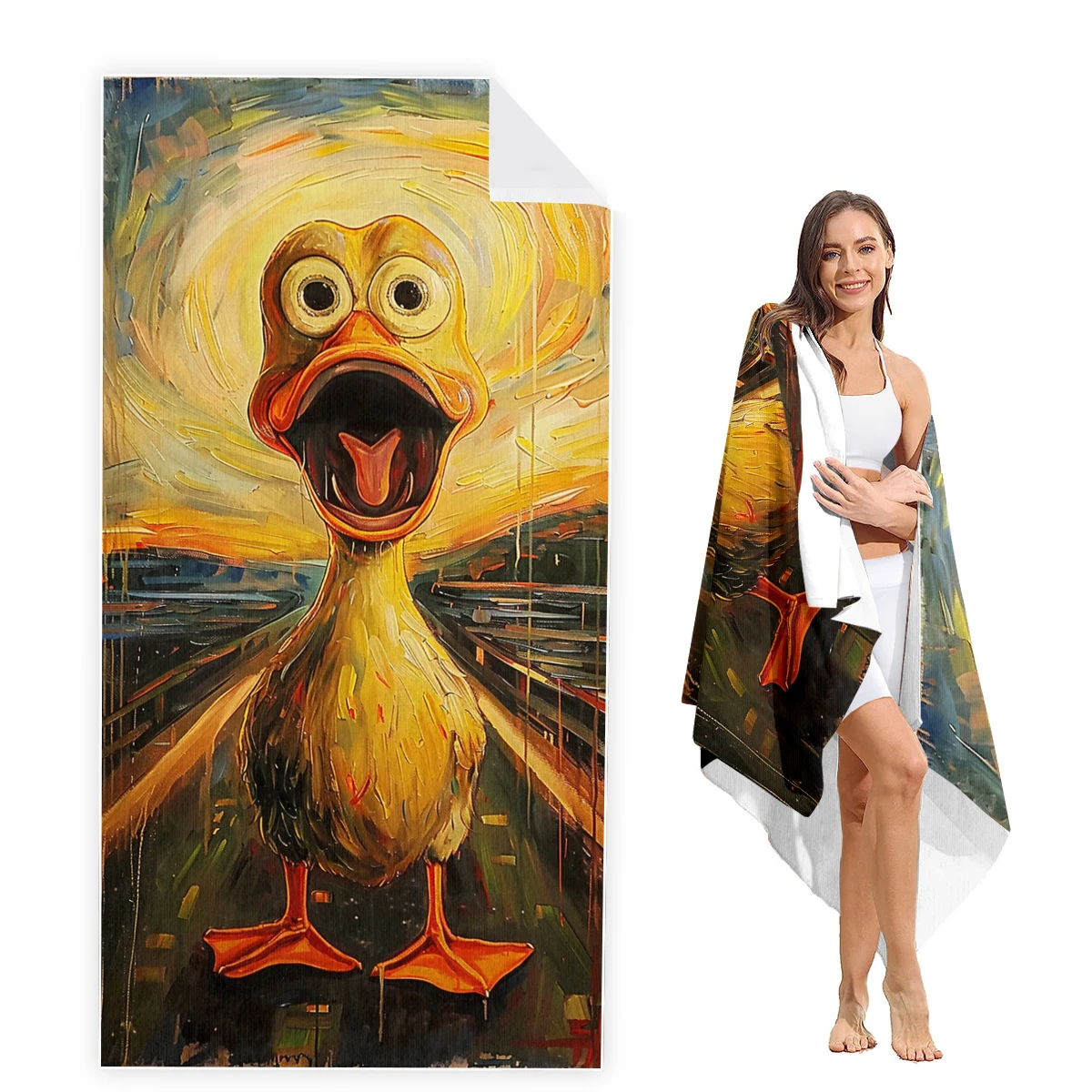 Duck Beach Towel Oversized, Super Absorbent Sand Free Thick Microfiber Beach Towel,Beach Towels for Kids,Men,Women