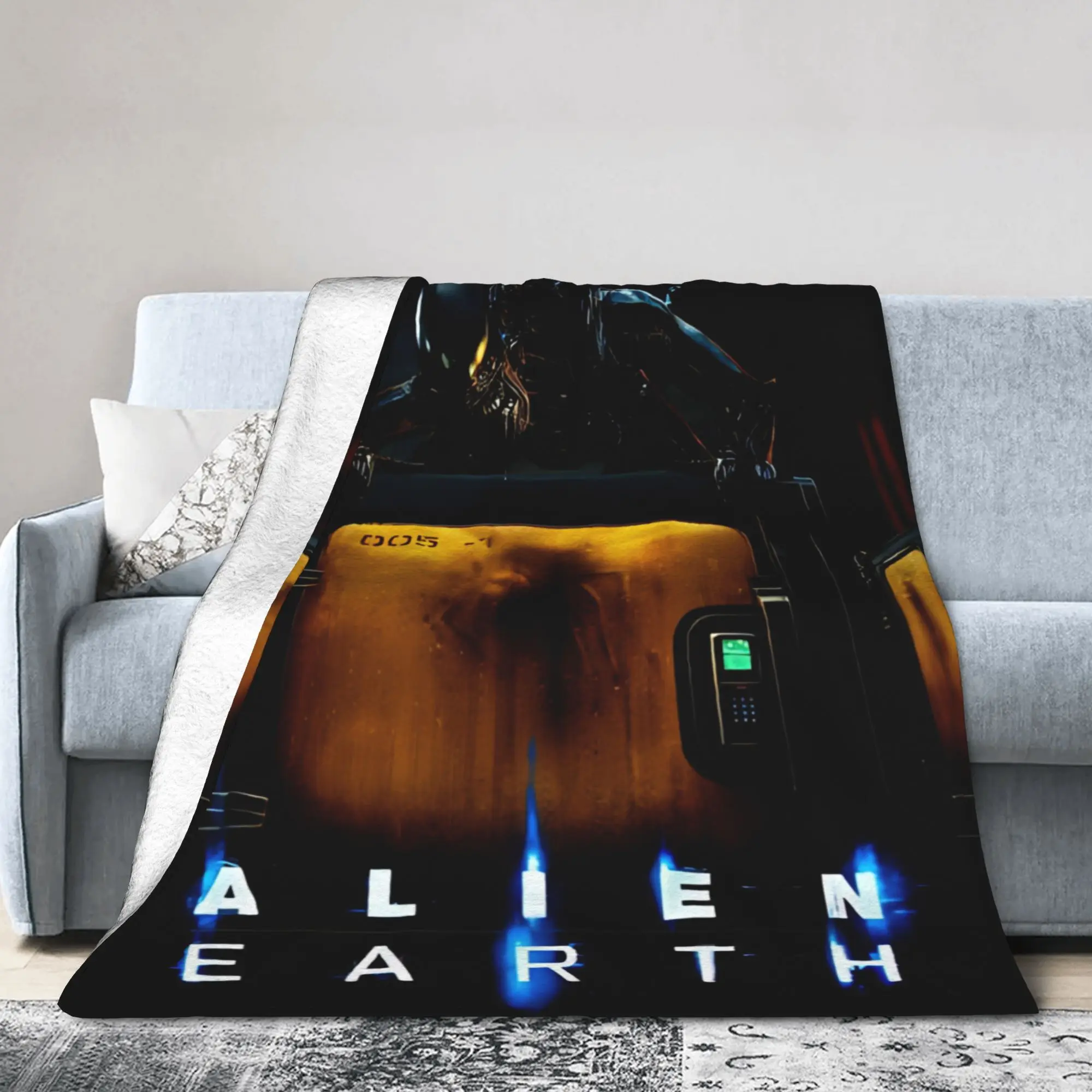 

Вязаное одеяло «Чужой Земля» из нового фильма 2025, фланелевое легкое одеяло с ужасами в готическом стиле, легкое одеяло для путешествий на открытом воздухе, домашний диван, ковер