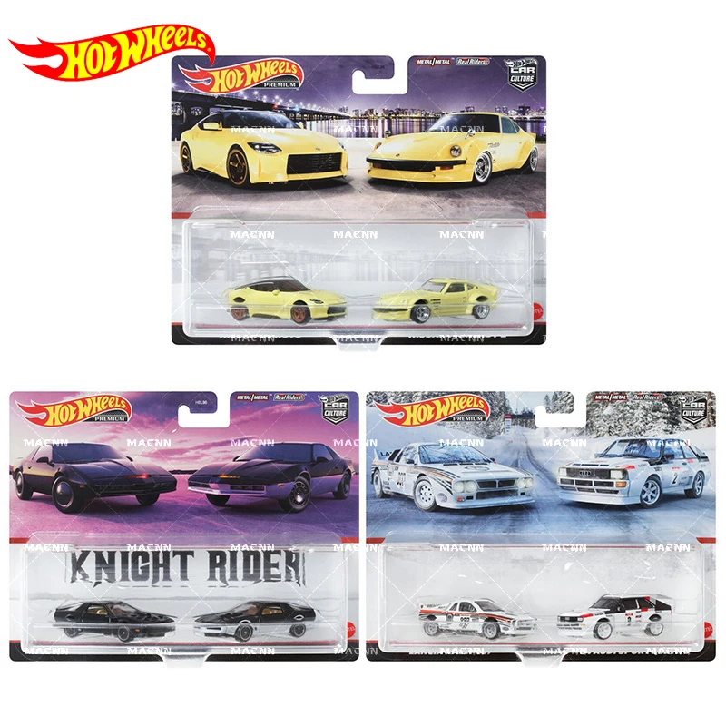 Original Hot Wheels Premium Car Culture 2 Pcak KITT KARR Diecast 1:64 Voiture Lancia Rally Audi Quattro Boys Toys for Children