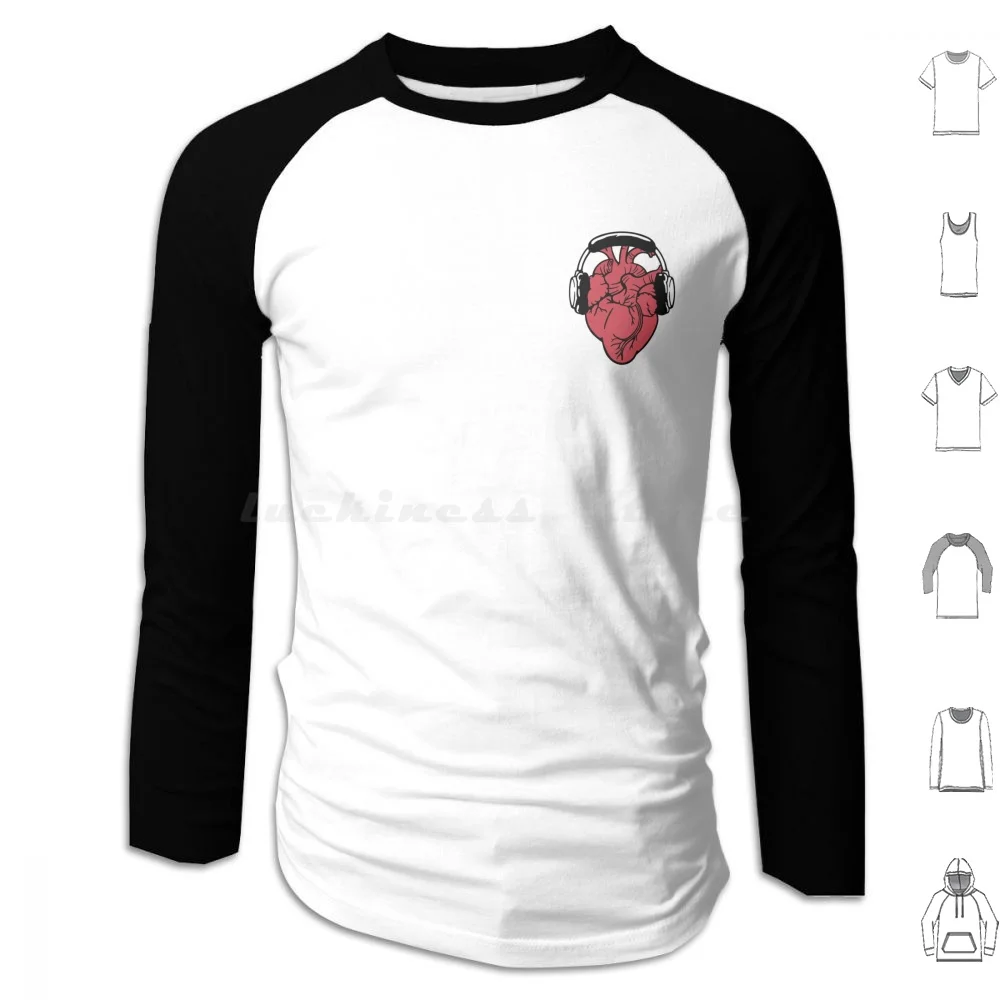 I Love Music Headset Anatomic Heart By Tobe Fonseca Hoodies Long Sleeve Music Music Lover Heart Love Musician Anatomical