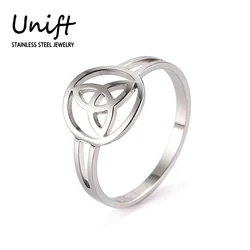 Unift Vintage Celtics Knot Heart Stainless Steel Witch Knot Rings Ancient Amulet Wicca Jewelry Couple Fashion Accessories
