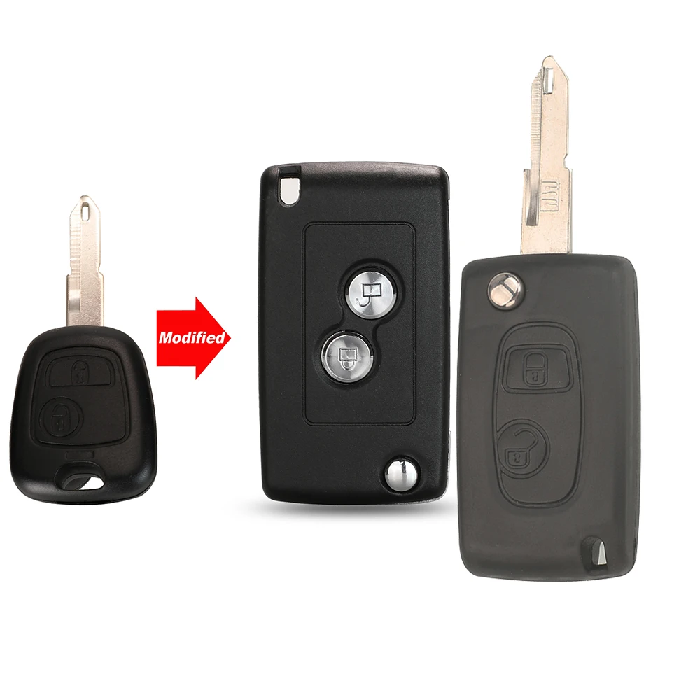 

jingyuqin Modified 2B Remote Car Key Case Shell Cover For Citroen C2 C3 Xsara PicassoFor Peugeot 206 306 406 Fob Cover
