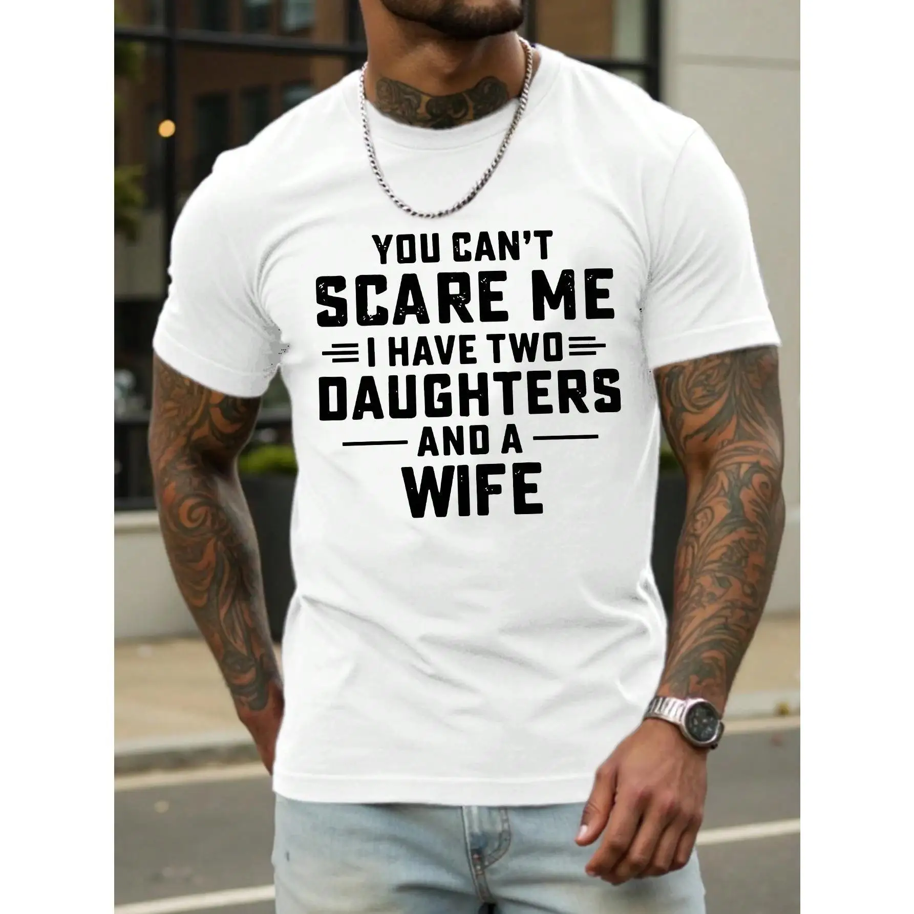 

Heartfelt Tribute T - shirt: 'Celebrating Family - A Dad's Fearless Love for His Wife and Daughters