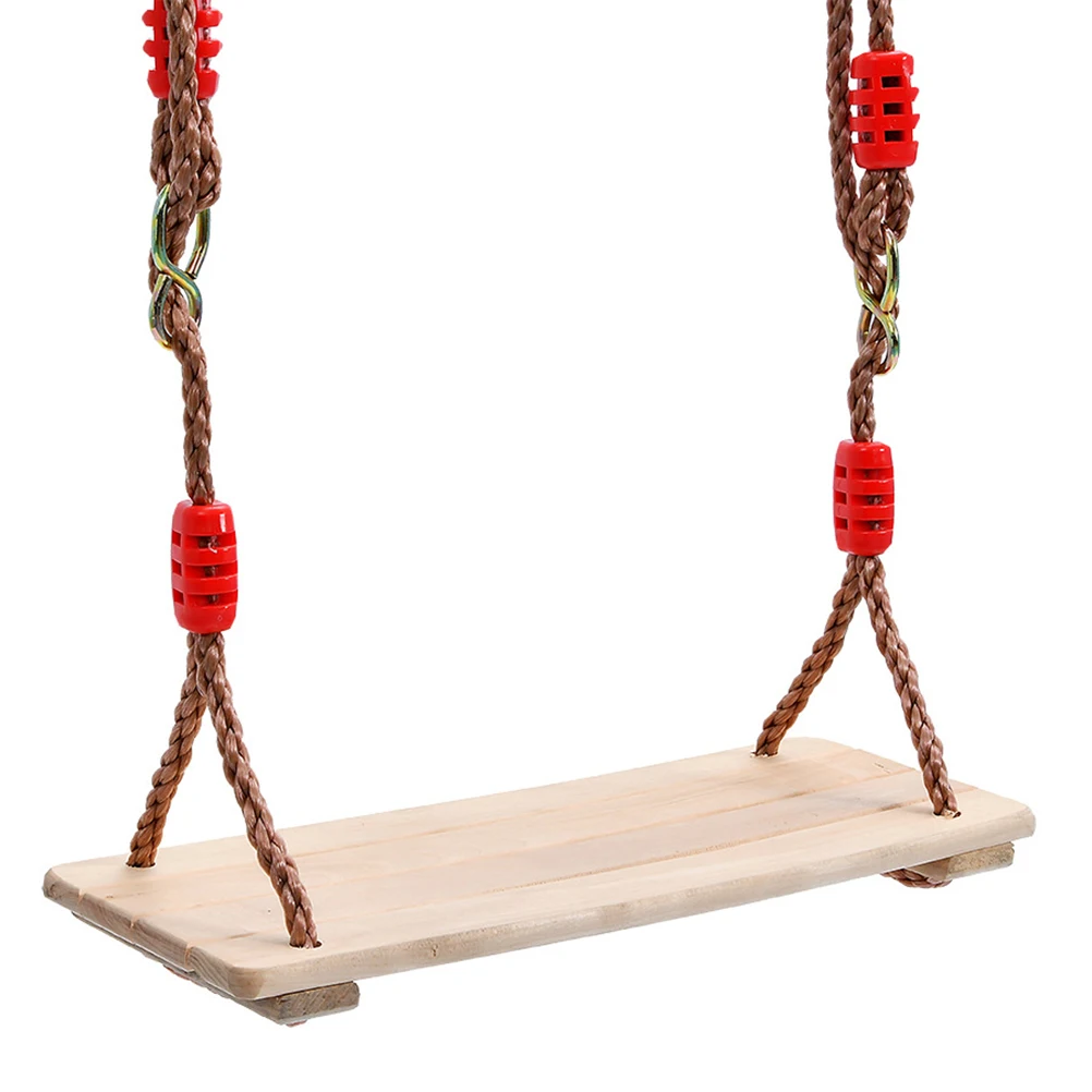 

Four Plate Swing Set Wooden Seat for Kids Adults Indoor Rope Non Slip Surface Toy Swing