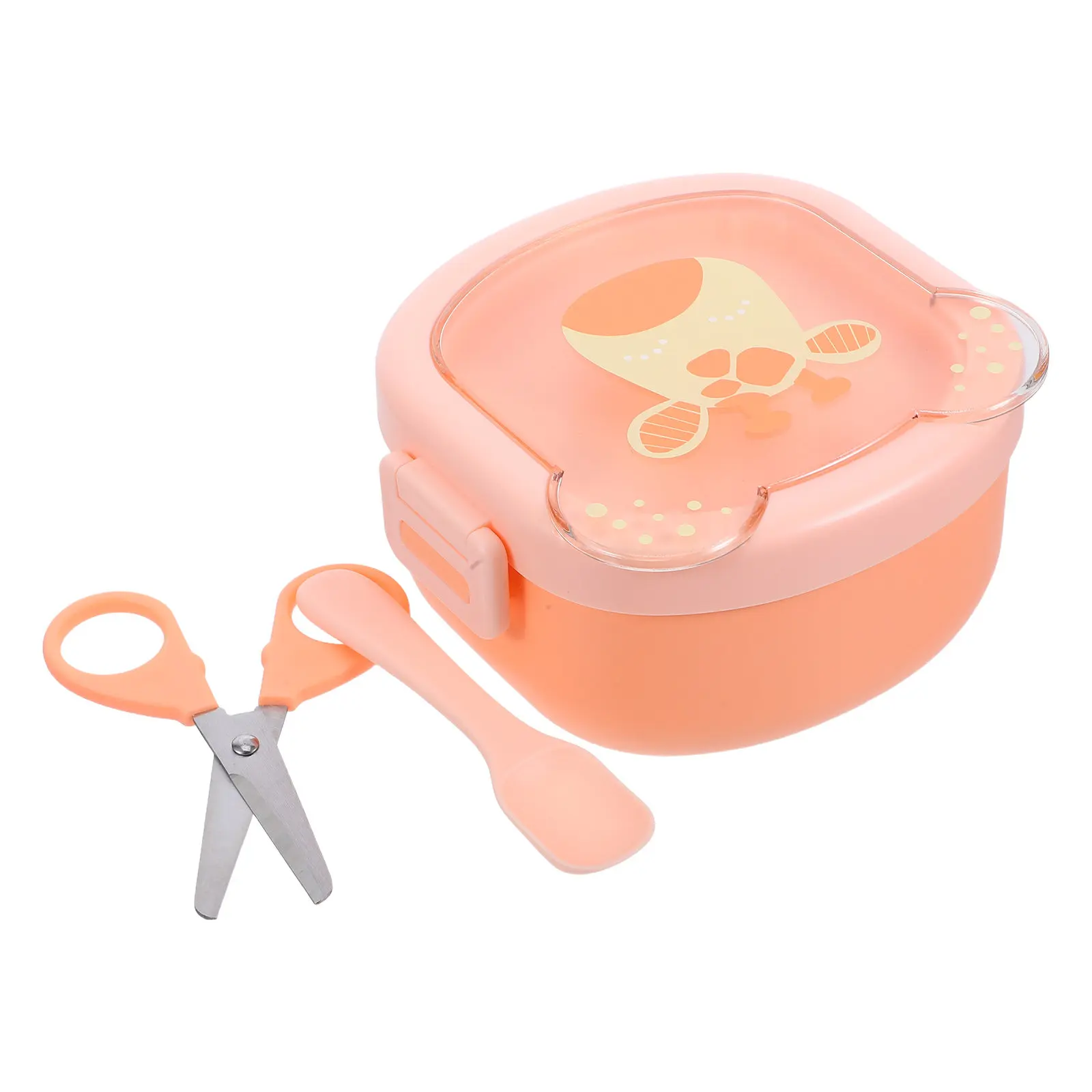 set-portatile-per-l'alimentazione-del-bambino-comprensivo-di-ciotola-con-ventosa-cucchiaio-forbici-per-alimenti-e-contenitore-per-snack-da-viaggio-ideale-per-i-pasti-del-bambino