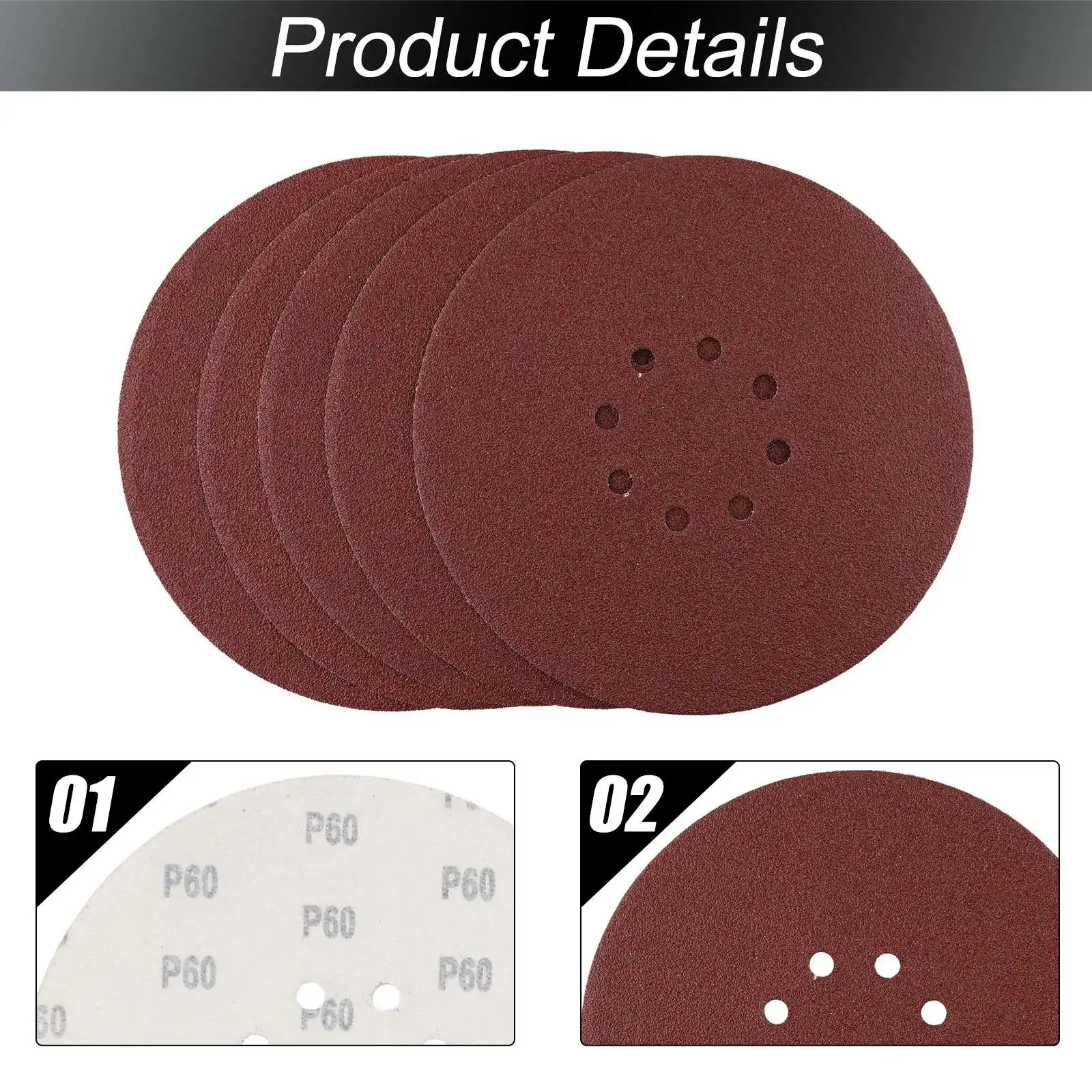 9 pollici 8 fori sabbia rossa 225mm carta vetrata a disco con supporto in velluto autoadesiva floccaggio strumento di lucidatura domestica accessori di ricambio