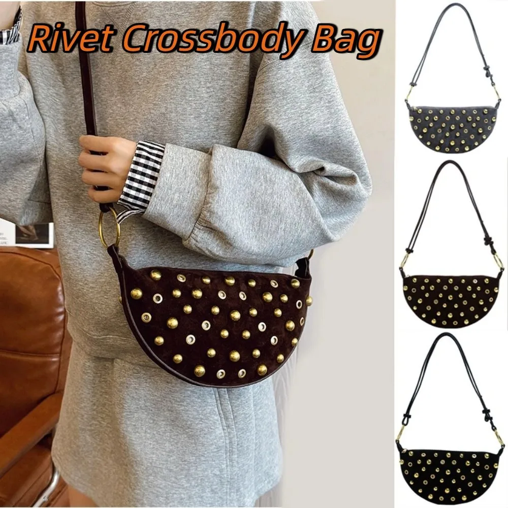 

Fashion Metal Stud Rivet Crossbody Bag Hollow Spicy Girl Y2k Shoulder Bag Sweet Cool Punk Style Underarm Bag Daily