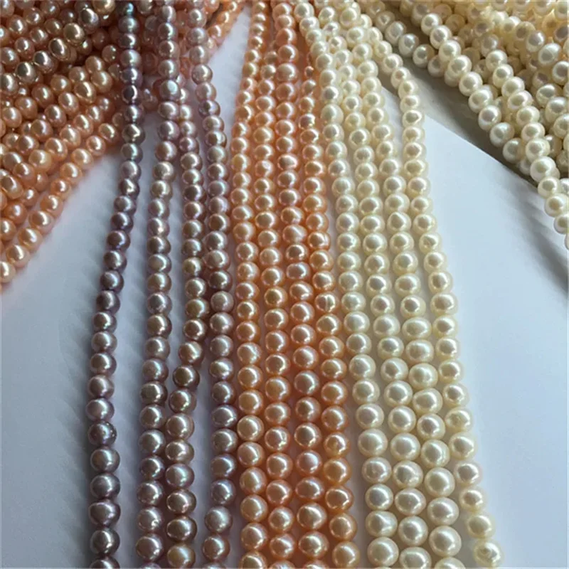 

2A Natural Fresh water Pearls White Near Round Pearl Strand for Jewelry Making DIY Women‘s Necklace Bracelet жемчуг на