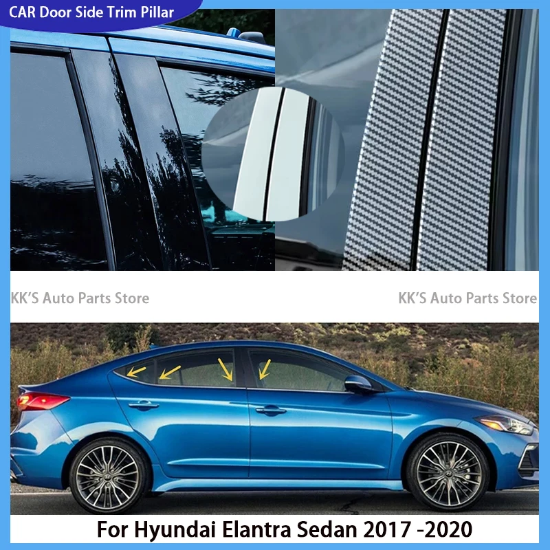 

Gloss Black Pillar Posts Door Side Trim Fit For Hyundai Elantra Sedan 2017 2018 2019 2020 Window Moulding Decoration Cover