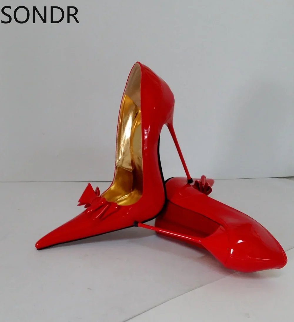 Womens Sexy 18CM High Heels Clubwear Pointy Toe Bow Pumps Party Stilettos Custom Made Shoes  Plus Size