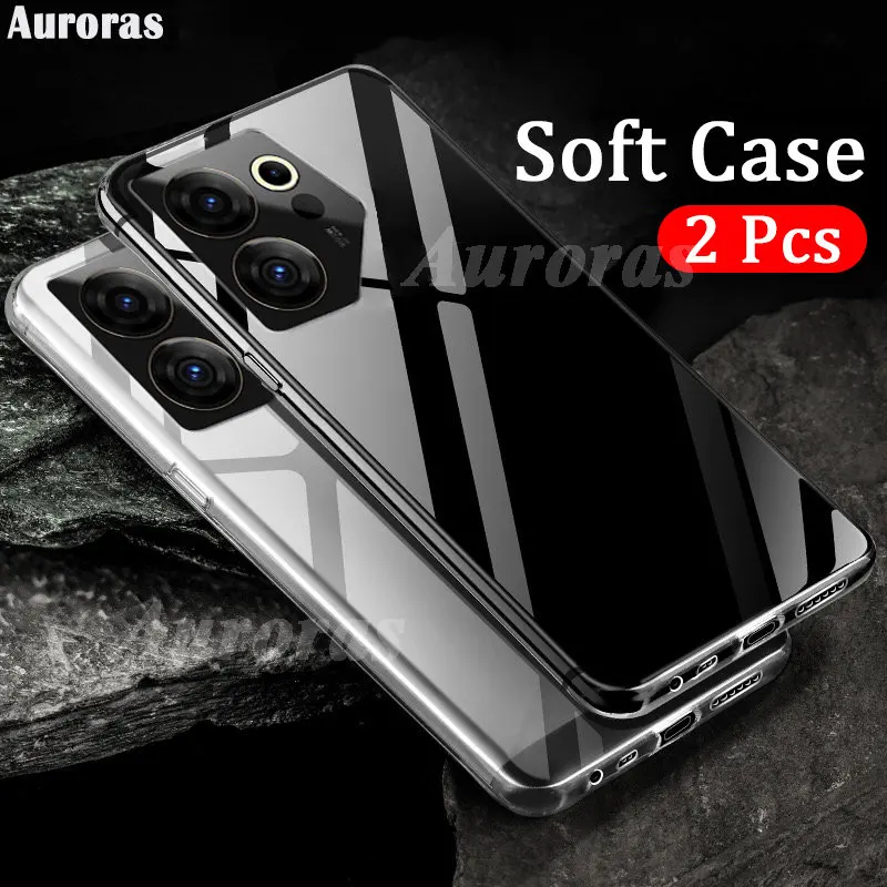 Auroras 2PCS For Tecno Camon 20 Premier Case Transparent Silicone Full Coverage Shell For Tecno Camon 20 Pro 4G 5G Back Cover