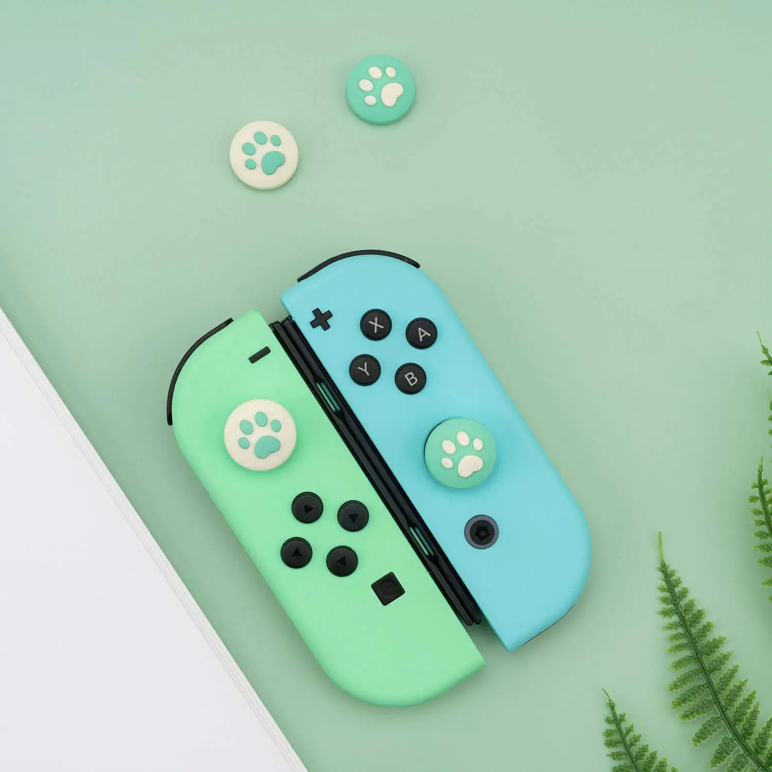 GeekShare 4PCS Silicone Cat Paw Joy Con Thumb Grip Caps Compatible with Nintendo Switch/OLED/Lite